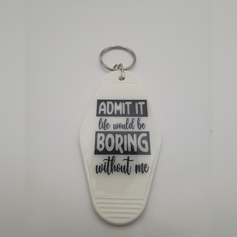 Motel Keychain Custom Retro Styled Handmade Resin DTF Graphic Keychain Keyring